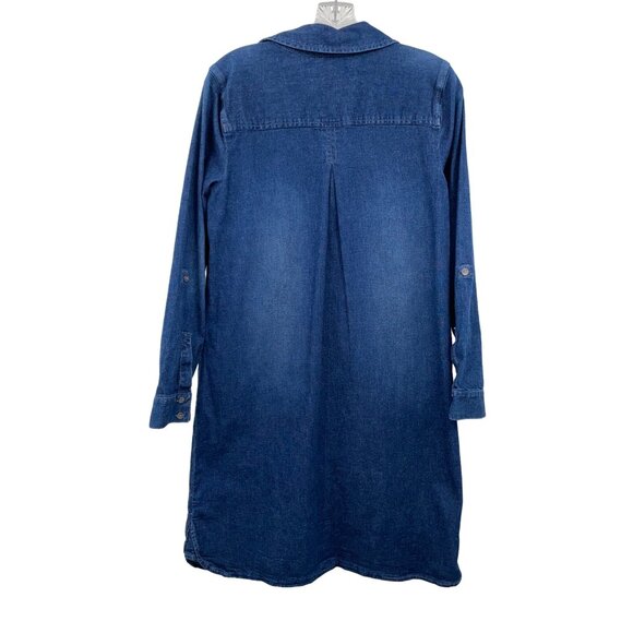 J Jill Denim Dress Womens S Used Blue Button Front - Picture 3 of 14